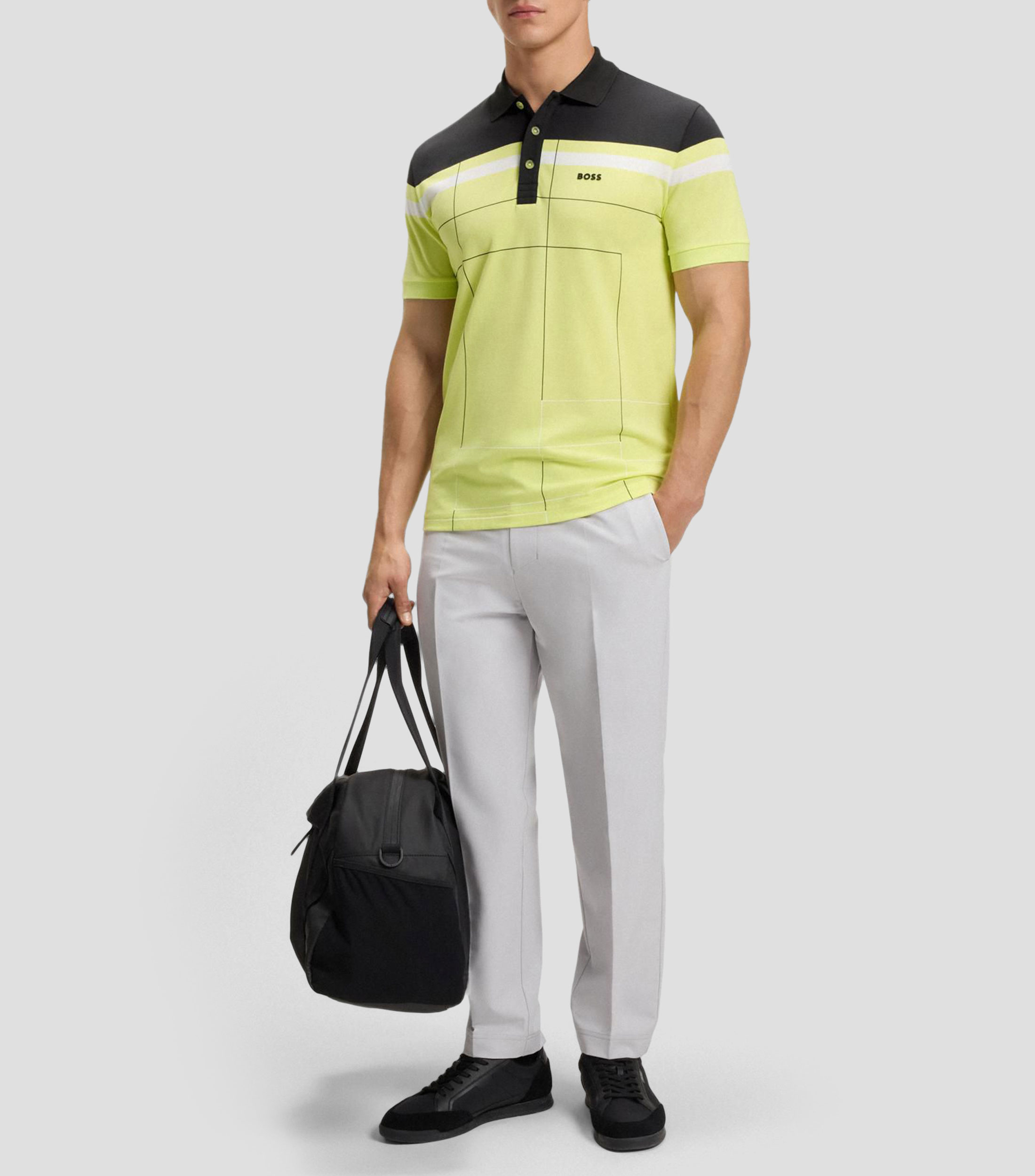 Polo slim fit de algodón elástico con secado rápido Hombre
